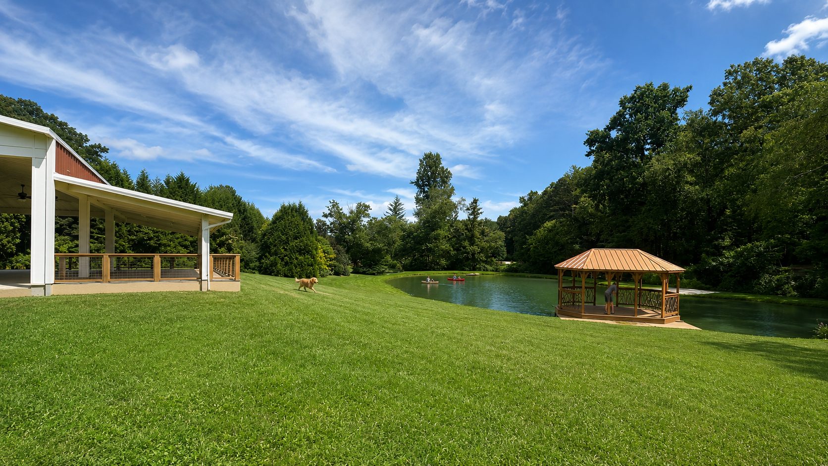 Gazebo beside Peterson Pond at Cloud 9 Farm