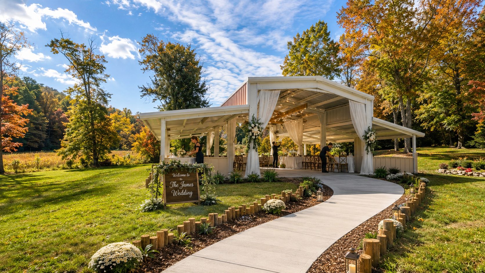 Walkway leading to the Cloud 9 Wedding Pavilion