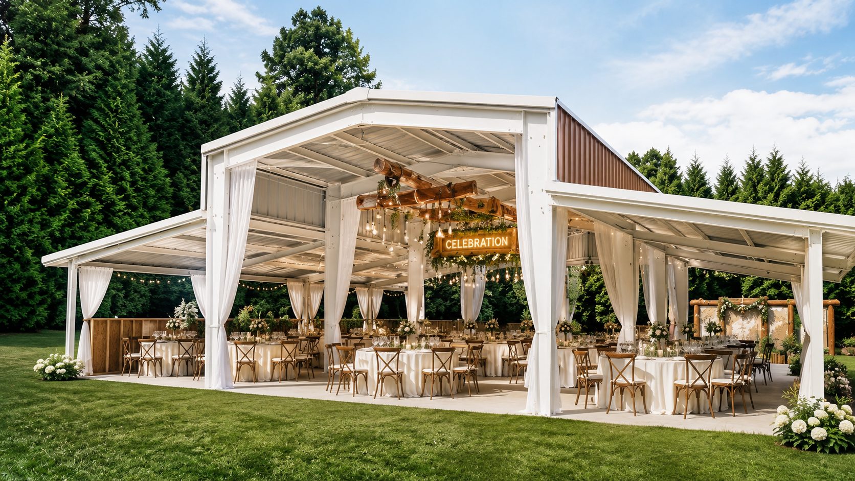 Wedding venue tent setup at Cloud 9 Farm