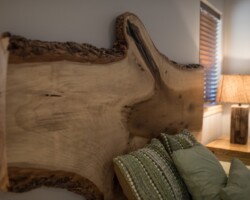 Close up of head board. Local maple sawmill slab.